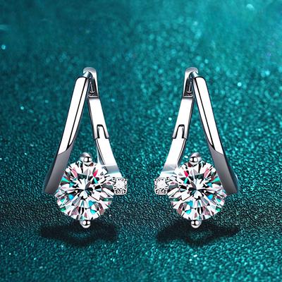 D Цвет 1 карат серьги с муассанитом для женщин стерлингового серебра 925 пробы обручи-гвоздики с бриллиантами для помолвки свадебные ювелирные украшения в подарок