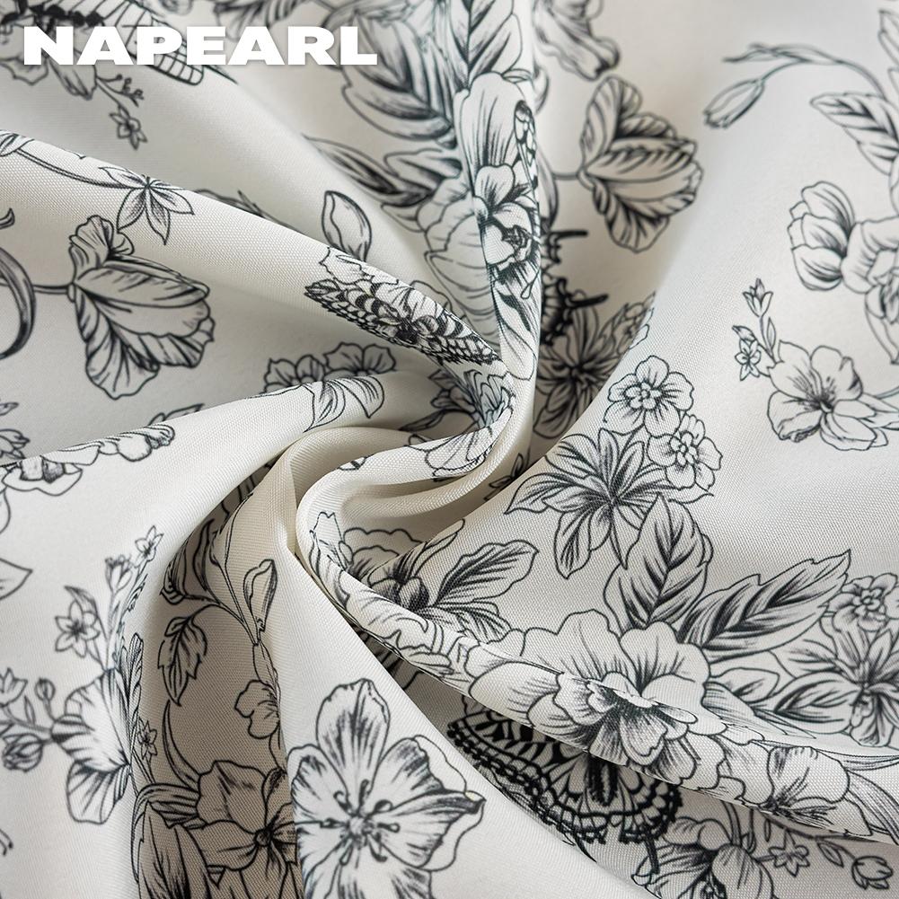 1 шт. NAPEARL Ретро Черно-белые Цветочные Шторы с Бахромой и Полузатемняющие Шторы для Окна Кухни Спальни Гостиной Домашнего Декора