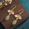 Aieryuan Gold-Plated Enamel Court Fan Earrings with Imitation Hetian Jade