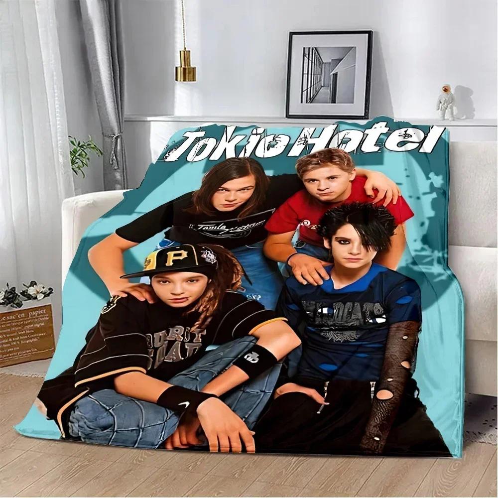 Пледы с принтом рок-группы Tokio Hotel Пледы для пикника Теплый плед Мягкий и удобный плед Для дома, путешествий, подарок на день рождения