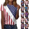 Women's Fashion Casual T-Shirt Independence Day Print Round Neck Short Sleeve Top