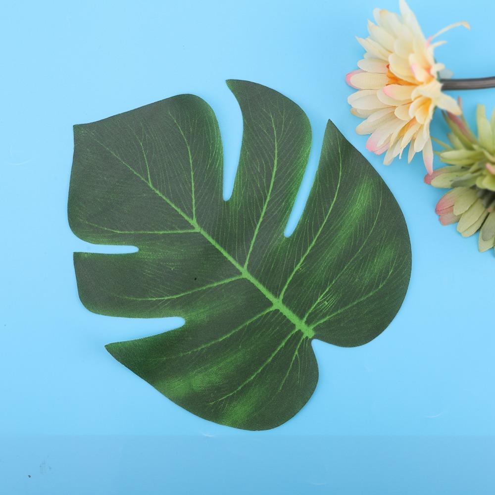 24pcs Medium Size Simulation Green Leaves DIY Accessories Artificial Monstera Leaves Home Decor