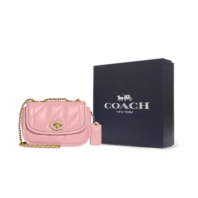 Coach Сумка на плечо через плечо Pillow 20 с поворотным замком, стеганая, из кожи наппа, средняя, женская, розовая CA086-B4S9M