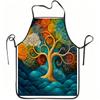 1pc 1pcs Colorful Tree Print Apron with Adjustable Waistband & Durable Easy-Clean Polyester Suitable for Kitchen Cooking, Gardening, Orchard Picking,