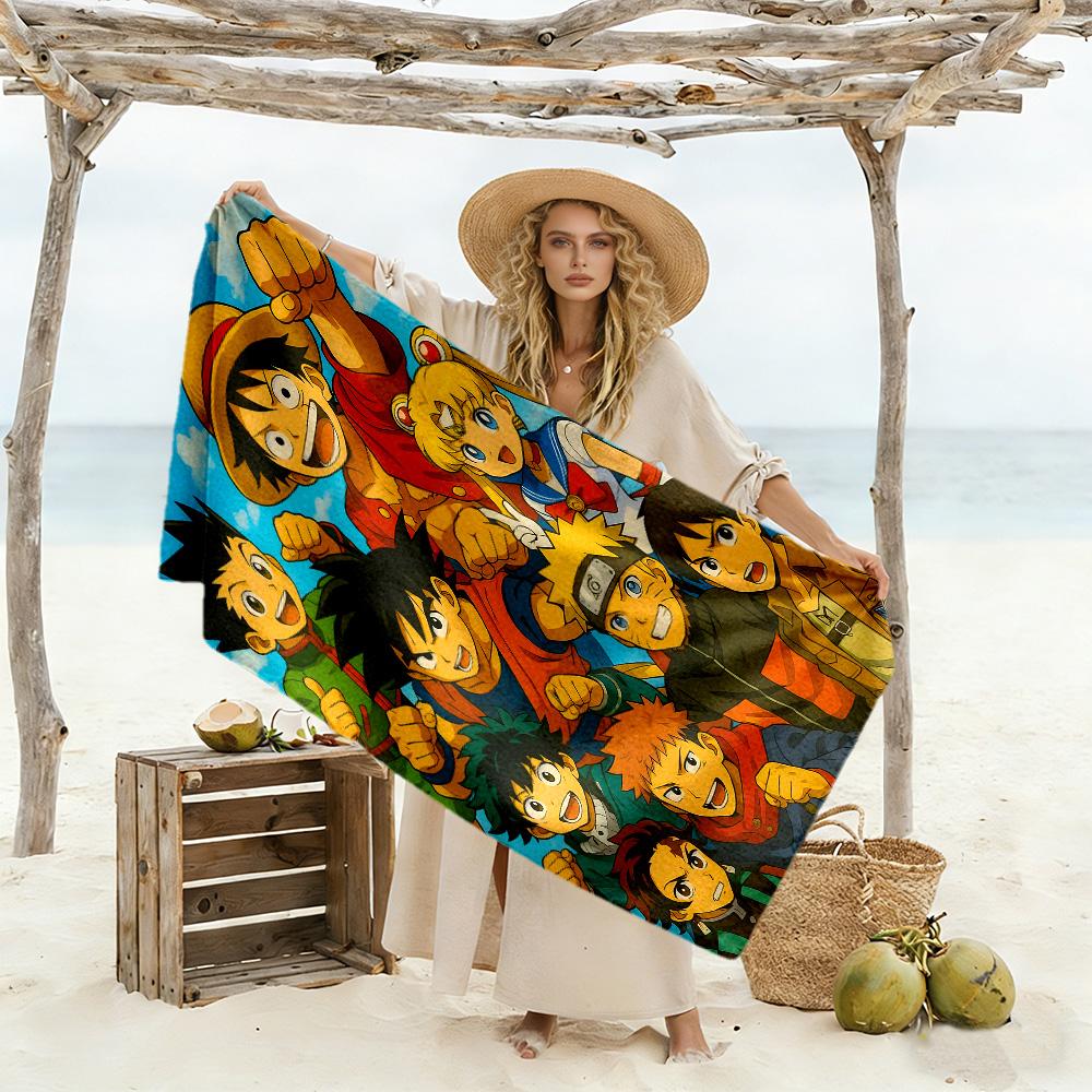One Piece Adventure Beach Towel Quick-Dry Soft Microfiber Comfortable Lightweight Perfect for Traveling Yoga Camping and Swimming