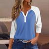 Жен. Футболка Футболка с принтом Пуговицы Рукав 3/4 Рукав реглан Повседневные Выходные Мода Классический V-образный вырез Обычный Топ