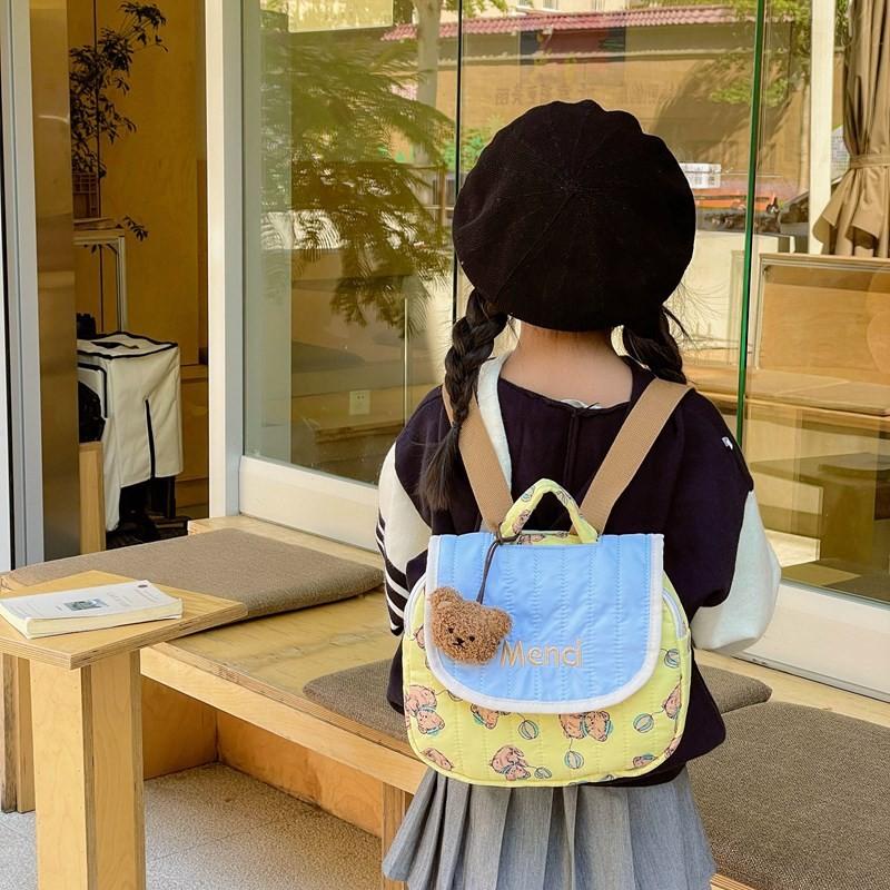 Adorable Cartoon Bear Backpack For Kids With Large Capacity Stylish Design And Breathable Canvas Material