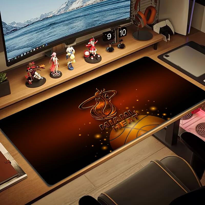 Miami Heat Mouse Pad Large Gaming Table Cushion Nonslip Laptop Tablet Big Mousepad Xxl Mat Mini Pc Playmat With Lock Edge