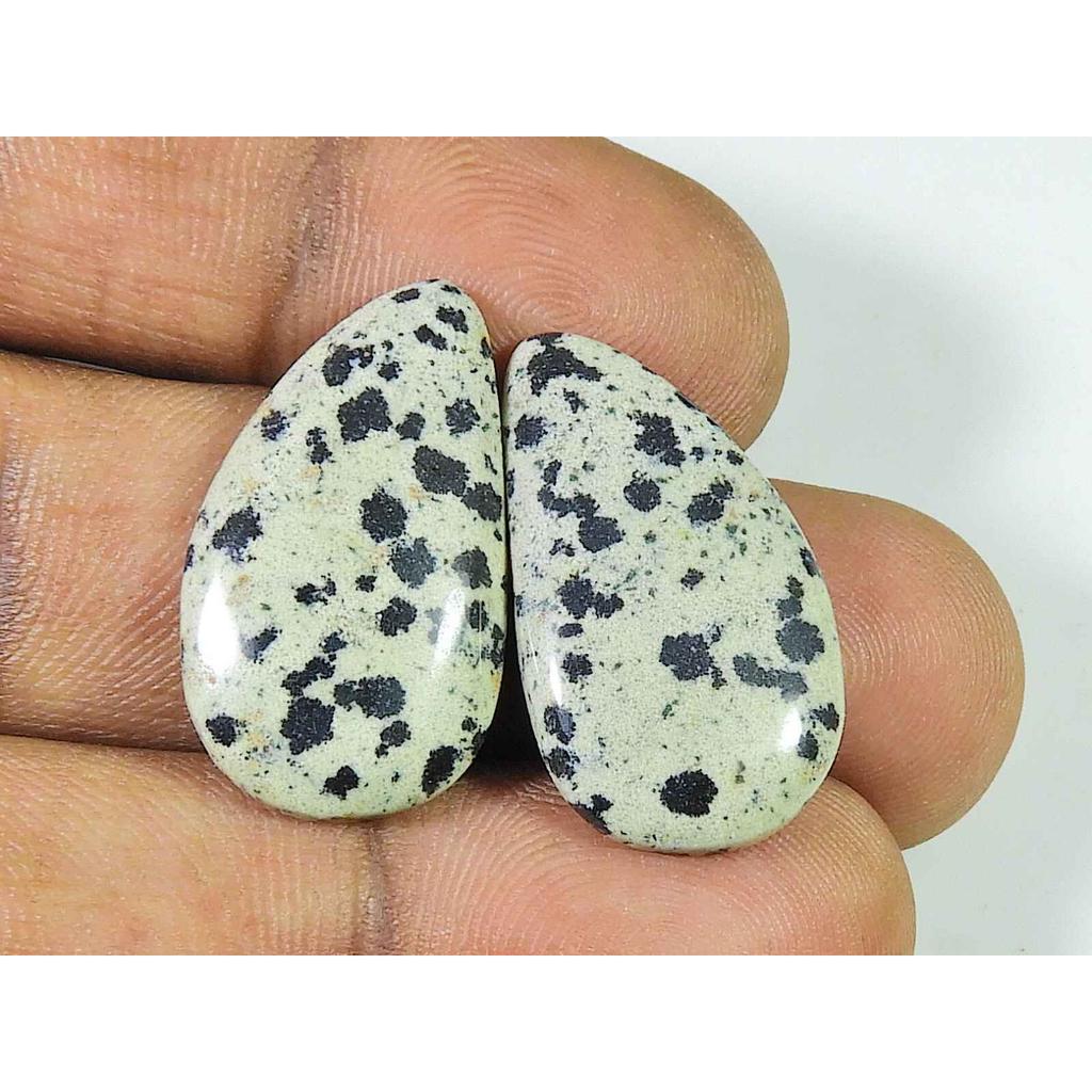 23.15Cts. Natural Dalmation Jasper (15mm X 25mm Each) Cabochon Match Pair SK-2520