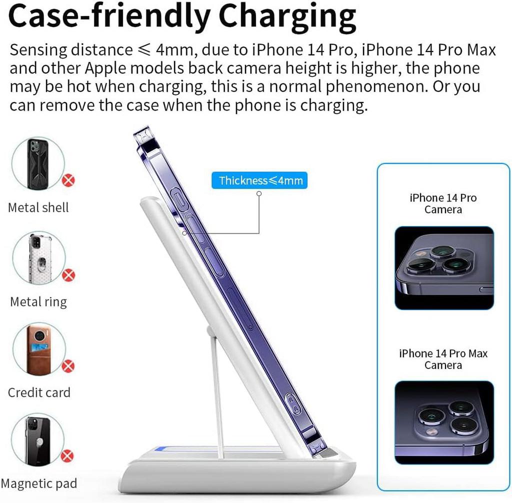 MingX 3-in-1 Wireless Charger for iPhone 14/13/12/11 Series AirPods 3/2 iWatch 7/6/SE/5/4/3/2 Fast Charging Stand