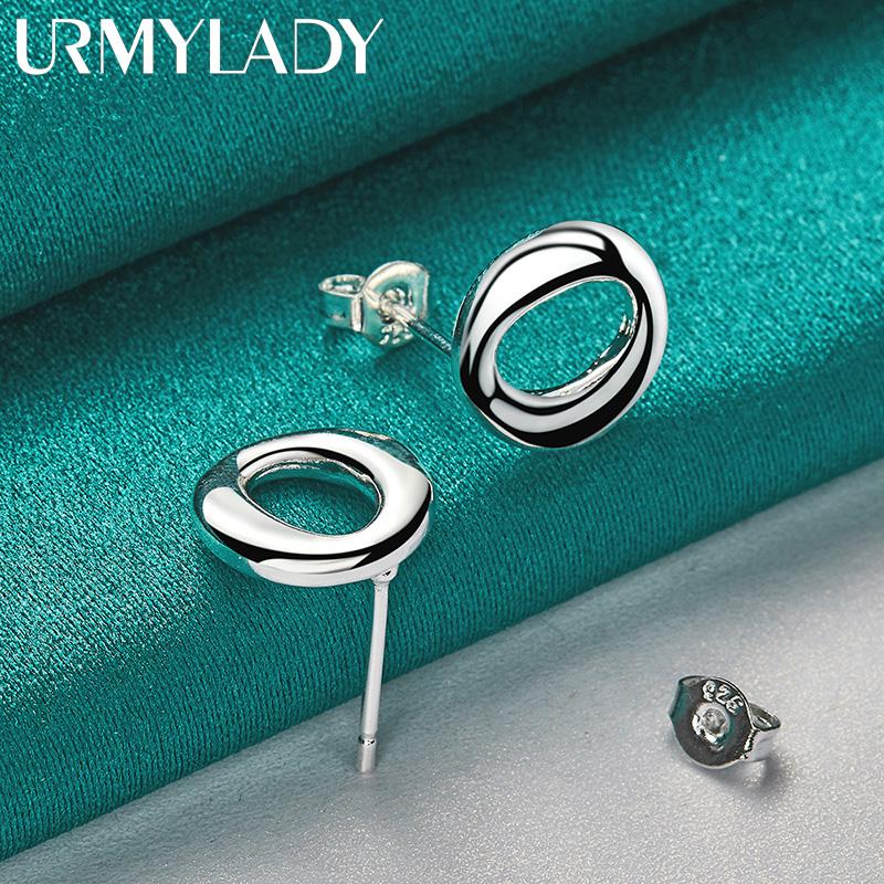Серьги-гвоздики в форме круга из стерлингового серебра 925 пробы для женщин, модные ювелирные изделия