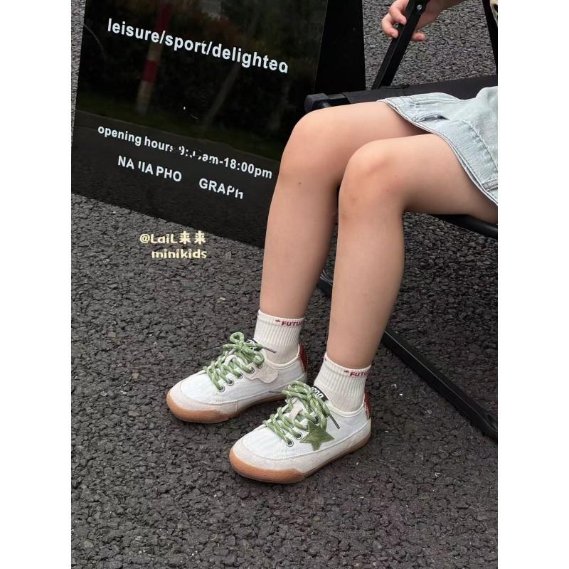 Youth style shoes Kids Retro Star Print Canvas Sneakers Breathable Low-Top Rubber Sole Unisex School Outdoor Casual Shoes