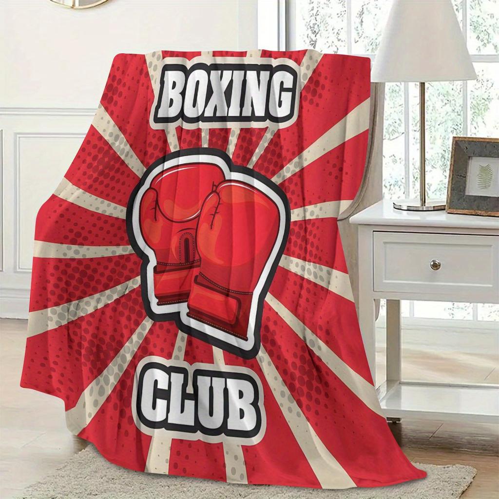 Design pattern of boxing gloves Flannel printed blanket suitable for all seasons suitable for living room office sofa and travel