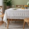 Elegant French Style White Lace Tablecloth With Floral Embroidery Cotton Dining Table Cover Living Room Rectangular