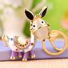Creative Rhinestone Donkey Car Keychain Metal Keyring Unique Gift Idea For Friends