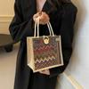 Portable Bento Bag  Casual Tote Bag For Women Ethnic Style Commute Handbag Simple Large Capacity Shopping Bag Gifts