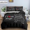 Cute Cartoon Bulldog Pattern Duvet Cover Set King Full Size Bedding Set Room Decor Soft Microfiber Quilt/Comforter Cover 2/3PCS