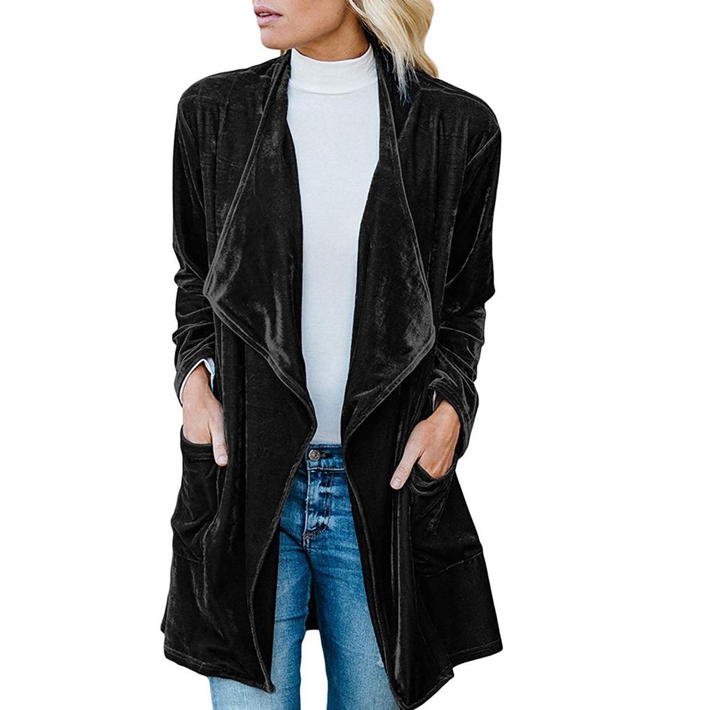 Женская мода И зимний кардиган-куртка Золотой бархат Средней длины Ветровка