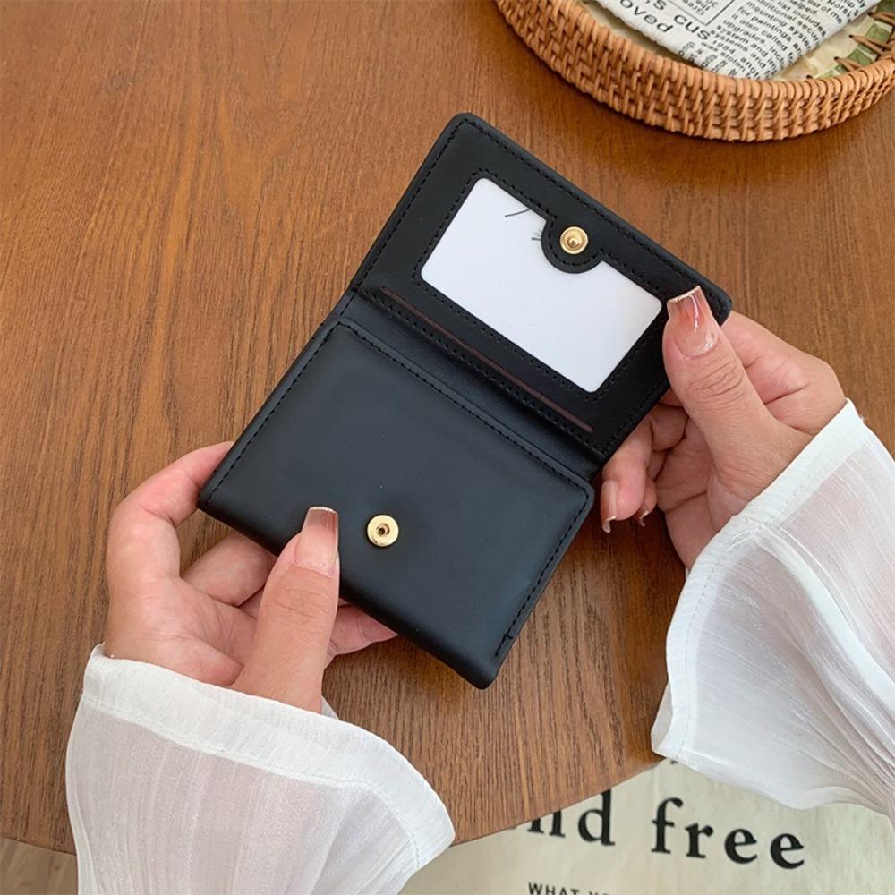 Korean Style Cartoon Short Wallet Solid Color Coin Purse Fashion Three Fold Card Bag Outdoor