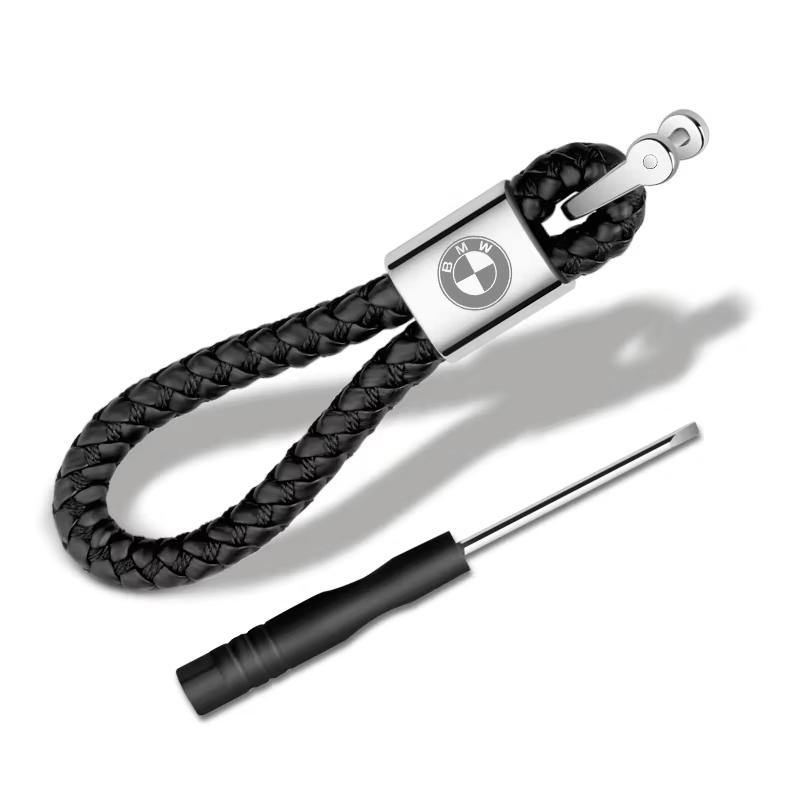 ARTO7 Car Sticker For BMW X1 X3 X5 X6 M3 M5 E90 Special 3D Metal Leather Braided Woven Rope Keychain Car Styling Pendant Accessories