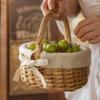 Mini Woven Basket with Handle Empty Gift Handmade Rustic Versatile Bread for Picnic