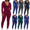 Fashion Women  Lady Split 2 Piece Sports Suit Set Casual Solid Color Suit