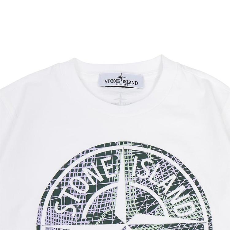 STONE ISLAND Футболка Ss23 С принтом Хлопок Короткий рукав Детские топы Белый 781621072-V0001
