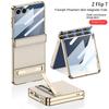 Чехол для Samsung Galaxy Z Flip 7 Роскошный ПУ-кожа Средний шарнир С подставкой Защитная задняя крышка Чехол для корпуса телефона Z Flip 7