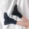 Woman Lace Autumn Boots Womens Ladies Chunky Wedge Platform Black Patent Leather Ankle Boots Punk Goth New Arrival 2024
