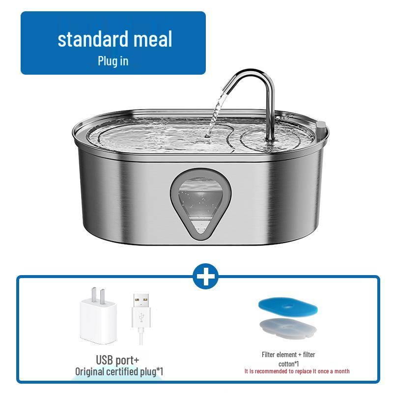 Stainless Steel Cat Water Fountain with Automatic Circulation and Large Capacity