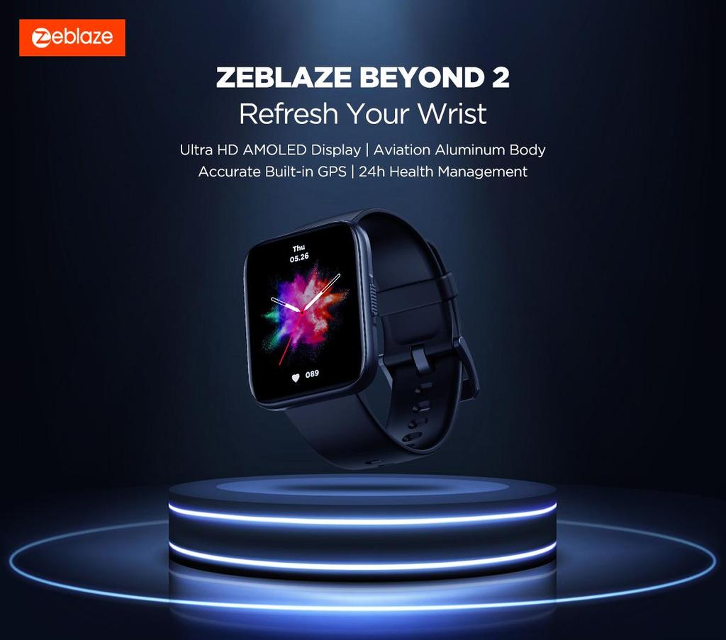 Zeblaze Умные часы Beyond 2 с GPS, 1,78-дюймовый AMOLED-дисплей, встроенный GPS, 24-часовой монитор здоровья, 200+ циферблат, умные мужские часы