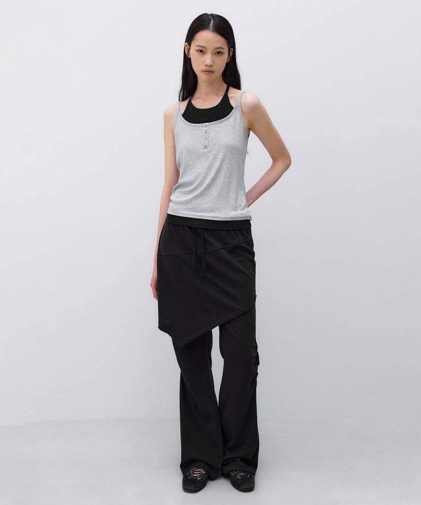 INSILENCE WOMEN Layered Henley Neck Sleeveless Melange Grey