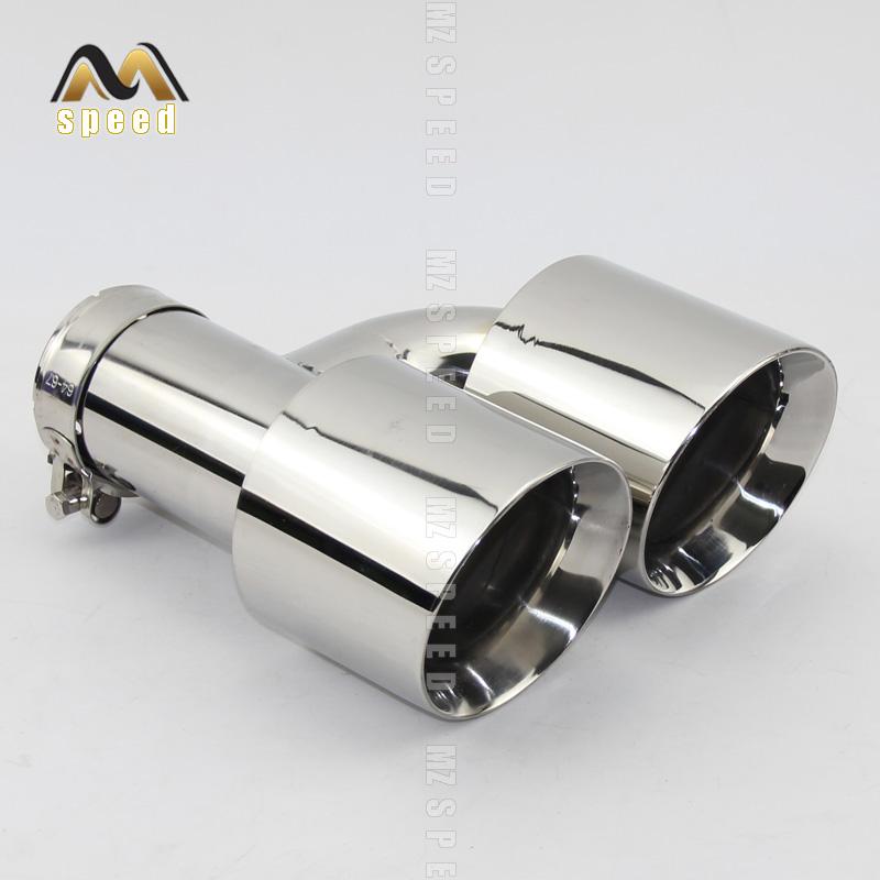 Car accessories Stainless steel h type double outlet 101mm 114mm straight side exhaust pipe tail throat