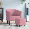 VidaXL Cabriolet Armchair with Footrest, Chair with Armrests, Sofa with Backrest, Padded Seat Living Room Bedroom, Pink 356482