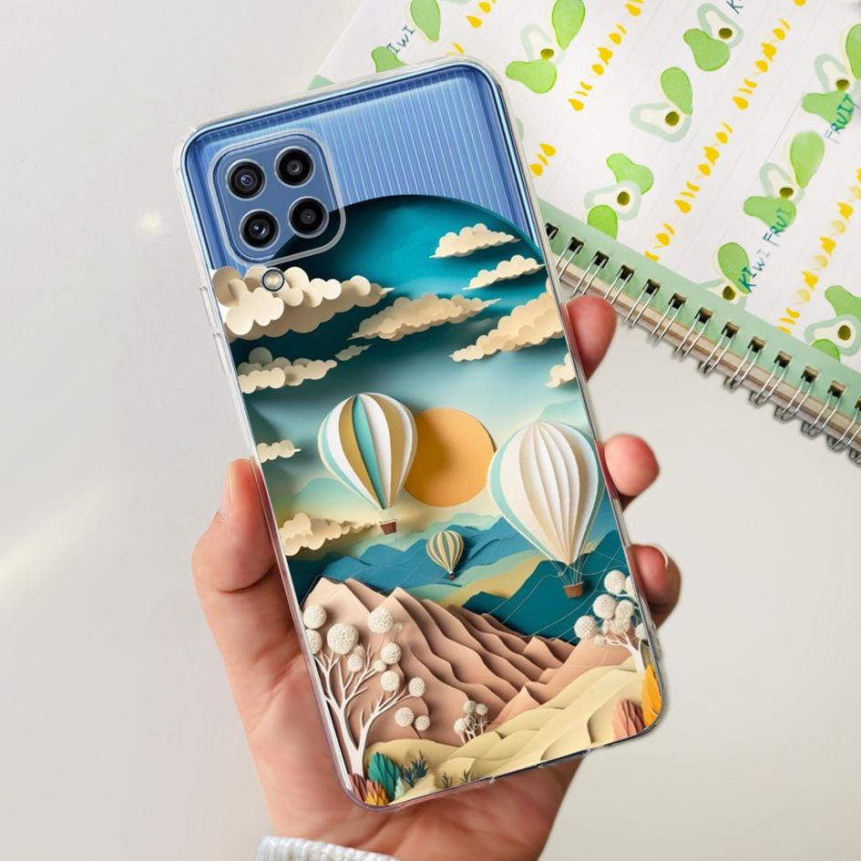 Чехол для Samsung Galaxy M32 SM-M325F Популярный Цветок Прозрачный Силикон Мягкий ТПУ Funda Для Samsung M32 4G M 32 GalaxyM32 Бампер
