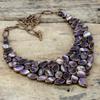 Ожерелье с шевроном и аметистом, медное ожерелье, полученное электроформованием, регулируемая цепочка, ожерелье, ювелирные изделия из драгоценных камней, достойное ожерелье ручной работы, подарок на годовщину