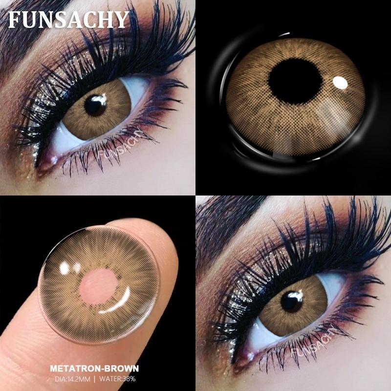 FUNSACHY 2pcs New Colored Lenses for Eyes Black Pupil Natural Contact Lenses Brown Gray Colorful Cosmetic Lens Fast Shipping