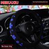 Diving Material Foamed Beautiful Flower Fabric Car Rimless Steering Wheel Cover Suitable for 37-38cm Women's Size