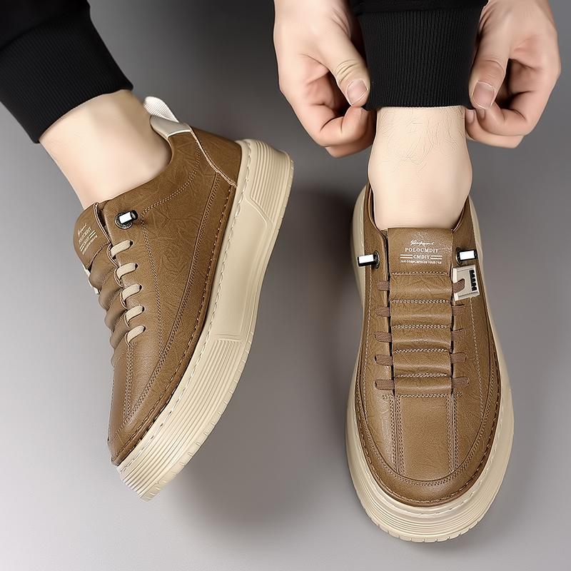 Модные мужские кожаные повседневные туфли на платформе, износостойкие, с толстой подошвой, оксфорды, универсальные, для активного отдыха и походов.