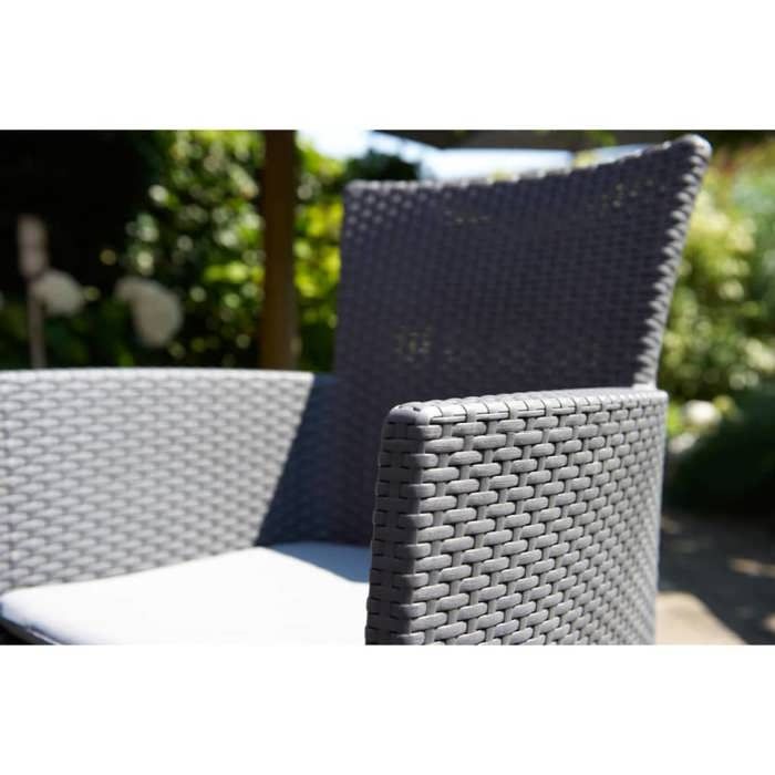 Fauteuil de jardin - Allibert by KETER - IOWA - En résine imitation rotin tressé - Coloris : gris graphite - Avec coussin