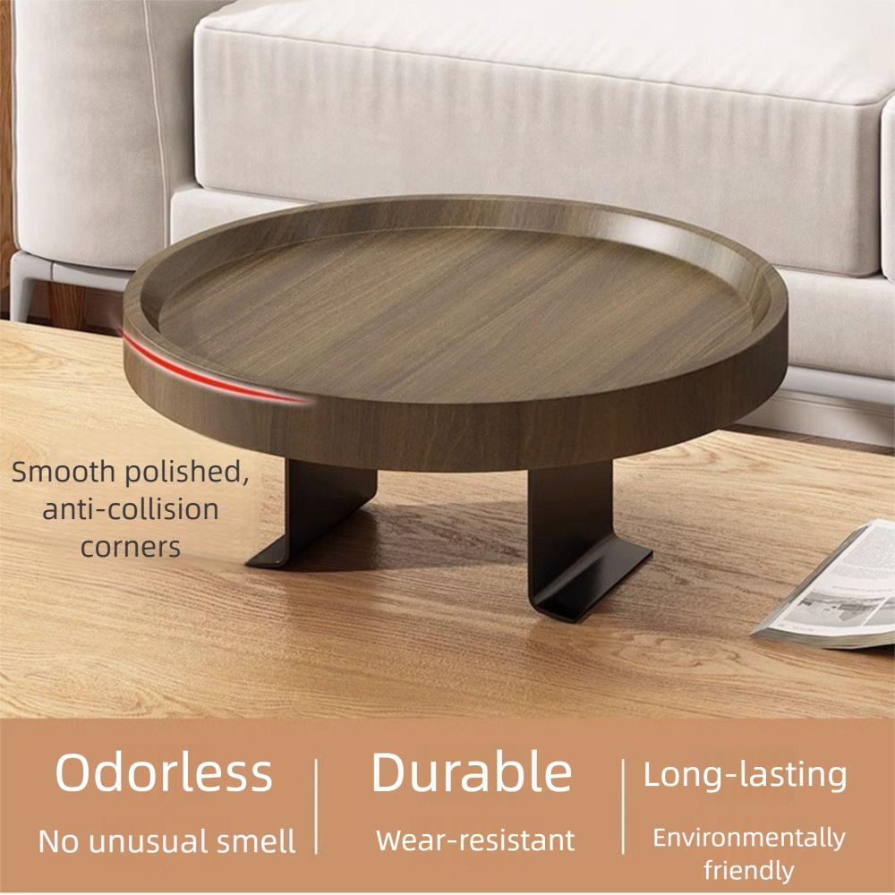Round Wooden Mini Side Table Waterproof Couch Arm Side Holder Sofa Arm Rest Organizer Bedroom