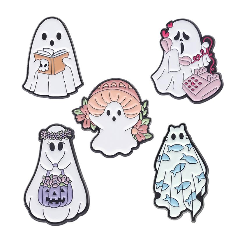 Новый набор эмалевых булавок с героями мультфильмов, Custome, панк, готический скелет, призрак, броши с милым котом, значки на рюкзак, нагрудные украшения, подарок для детей