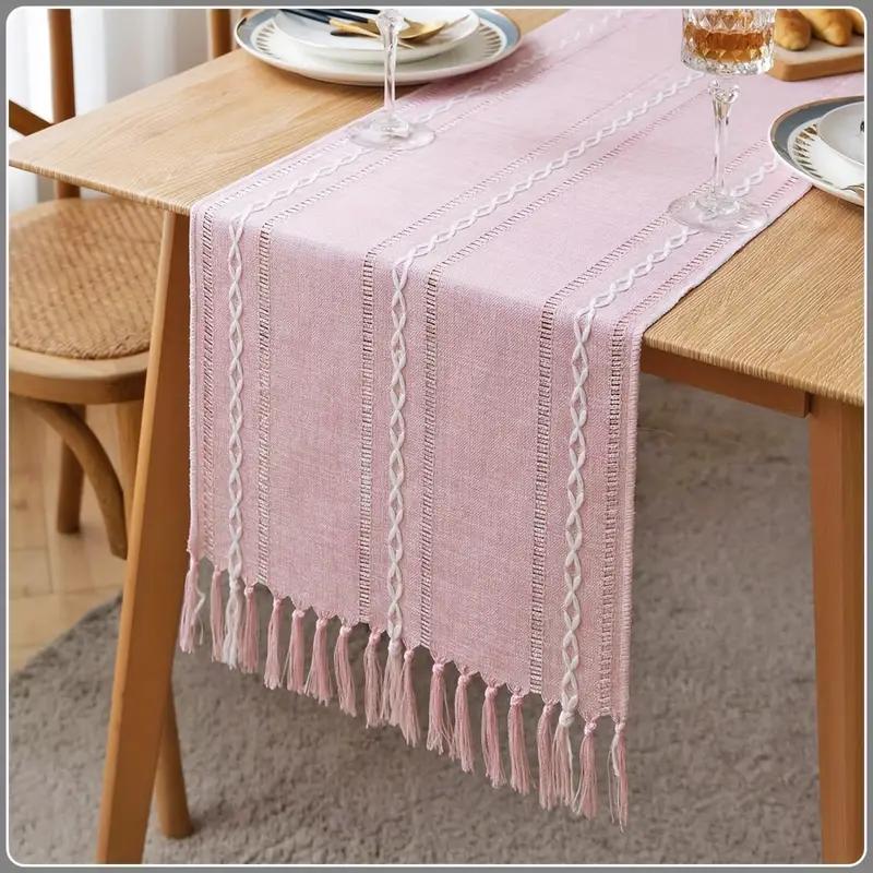 Зеленый Бохо дорожка для стола в деревенском стиле для домашнего декора дорожка для стола в деревенском стиле пианино чехол для пыли мягкий ручной работы кисточки для столовой кухни кофейное вечернее платье