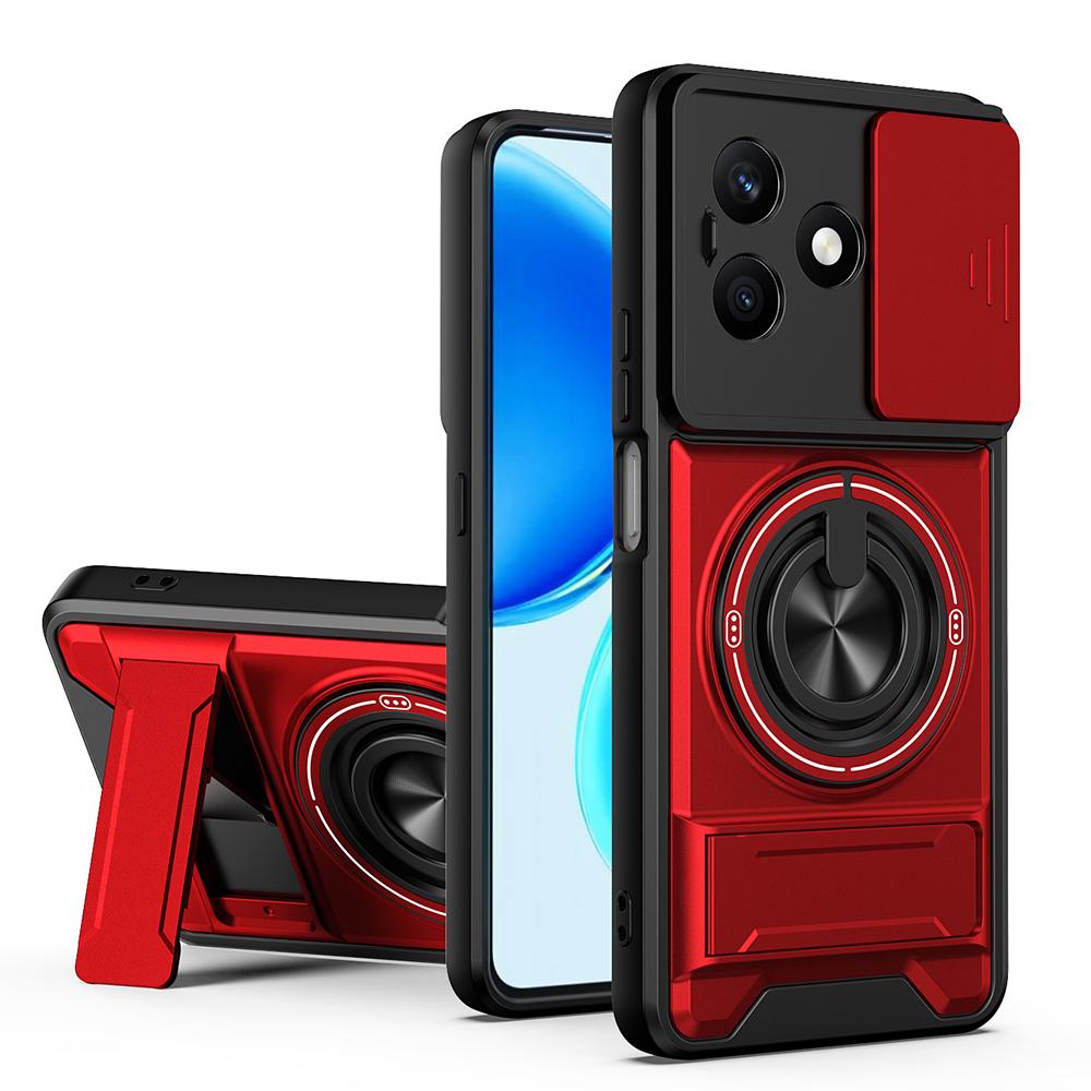 KEYSION Магнитный чехол для телефона для HONOR X8d Защита камеры со сдвижной крышкой Вертикальная подставка Кольцо 360° Ударопрочная задняя крышка для Honor X8d