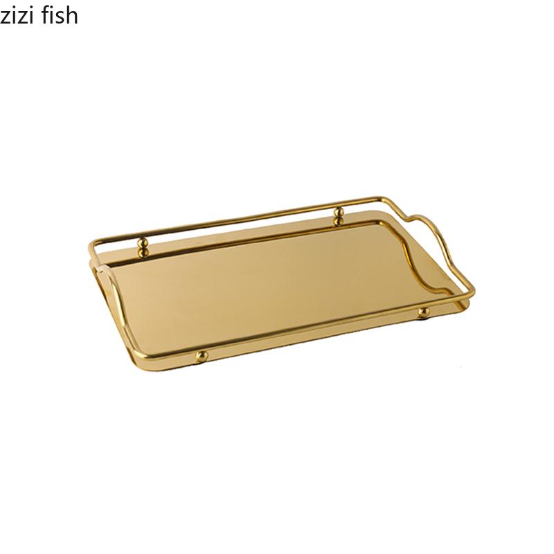 Современный металлический поднос для фруктов, декоративный простой органайзер для духов, элегантная домашняя сервировочная посуда, подносы для ванной комнаты, украшения для хранения