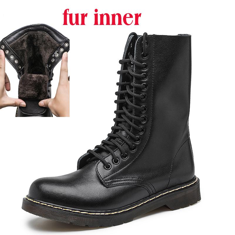 Мужские сапоги до середины голени Высокие рабочие ботинки для пар Мотоциклетные ботинки для активного отдыха Женские ботинки больших размеров Зимние плюшевые хлопковые ботинки