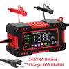 Large Screen 12V 6A Car Battery Charger 14.6V 6A Electric Motorcycles Charger For Lifepo4 Lead Acid AGM GEL PB Lithium Battery