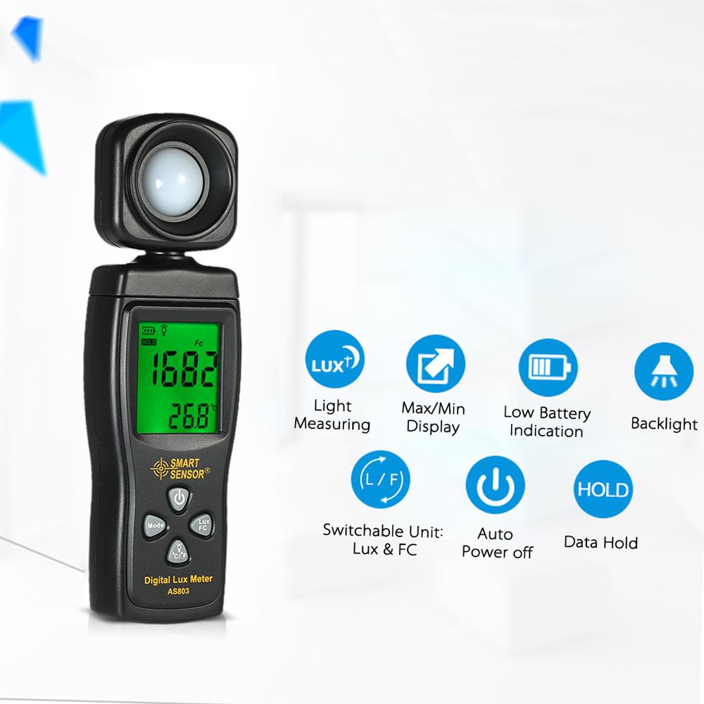 SMART SENSOR Мини цифровой люксметр с ЖК-дисплеем Ручной люксметр Люминометр Фотометр