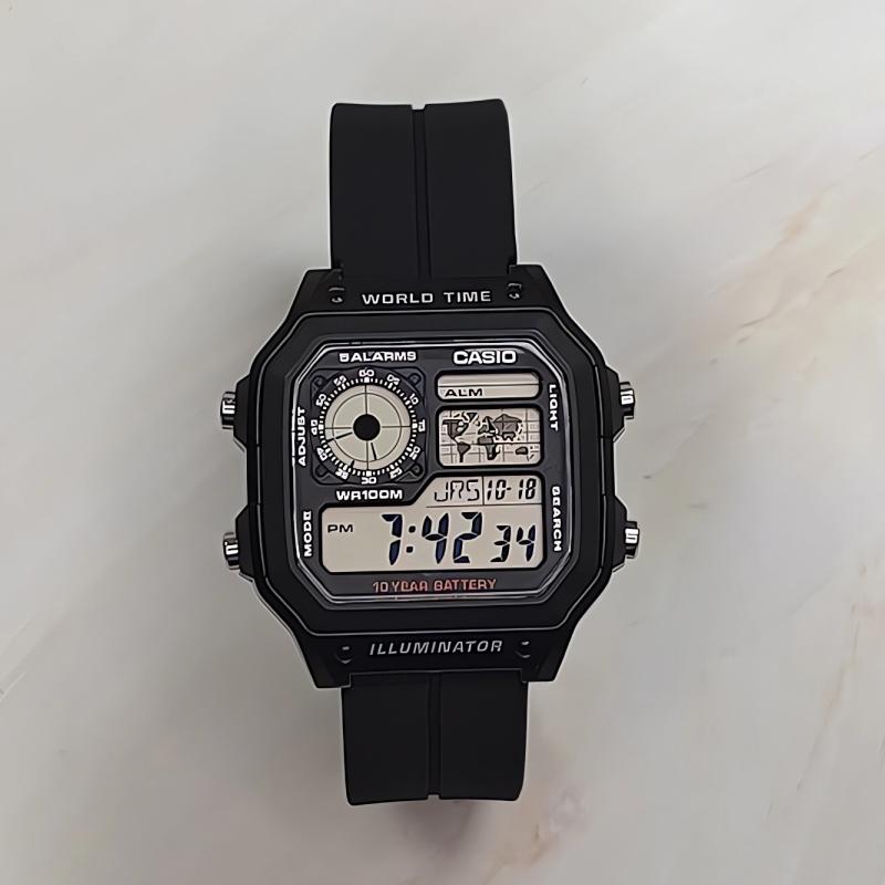 Casio Мужские ЧАСЫ для ПОДРОСТКОВ Черные AE-1200WH-1A(Watch3--)