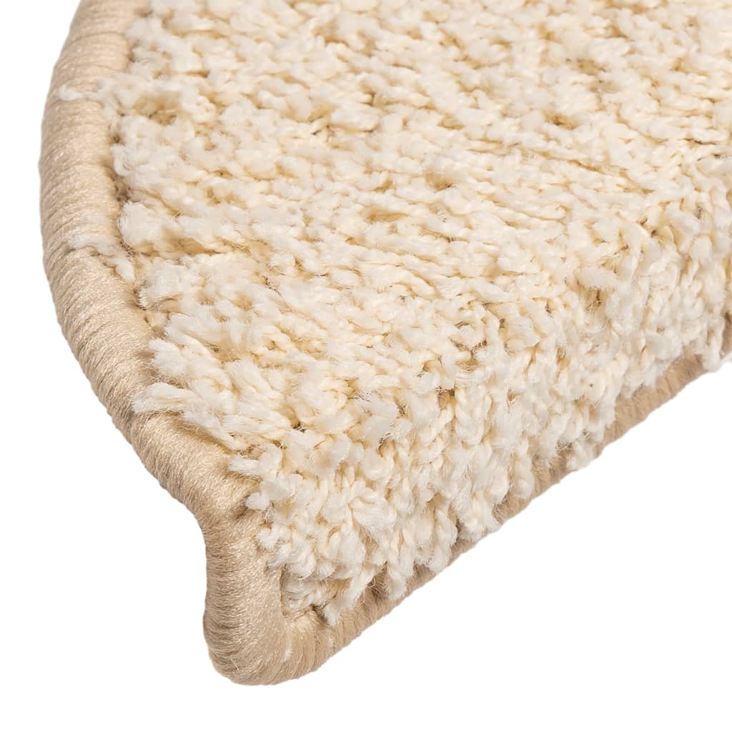 Step Mats 10 pcs. 56 x 17 x 3 cm Cream Semi Round